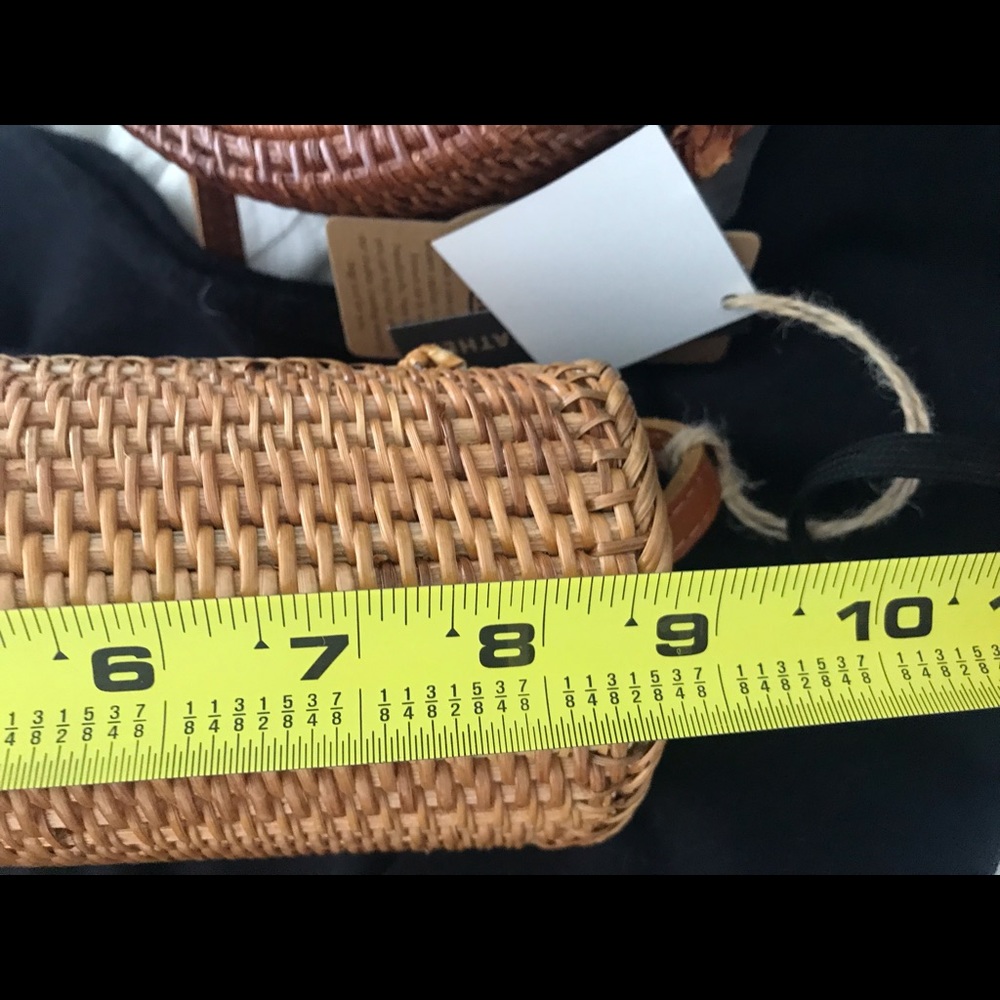 NWT gorgeous Rattan & Leather shoulder bag purse - Picture 8 of 9